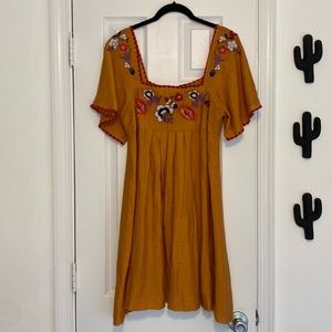 NWT Madewell Flutter Sleve Embroidered Mini Dress